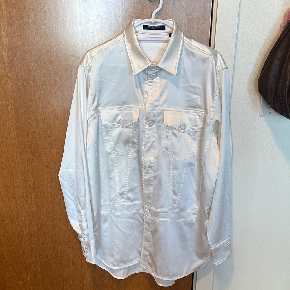 Louis Vuitton Cream Satin Button Down Shirt